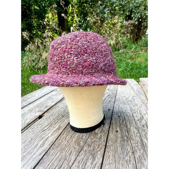 Vintage Womens Wool Tweed Fedora Hat Purple Wool - Picture 2 of 8